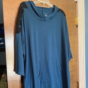 Lane Bryant Livi 26/28 Sweatshirt Dress with Lace Shoulder Appliqué